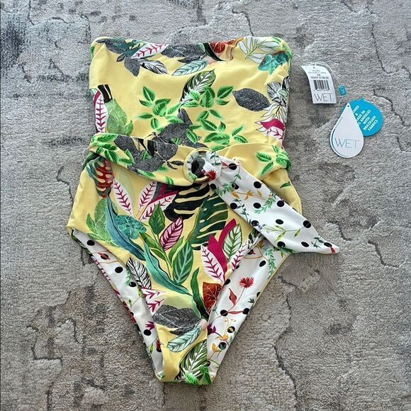 WET swimwear Other - Reversible Vibrant Yellow and Green Tropical One-Piece Swimsuit